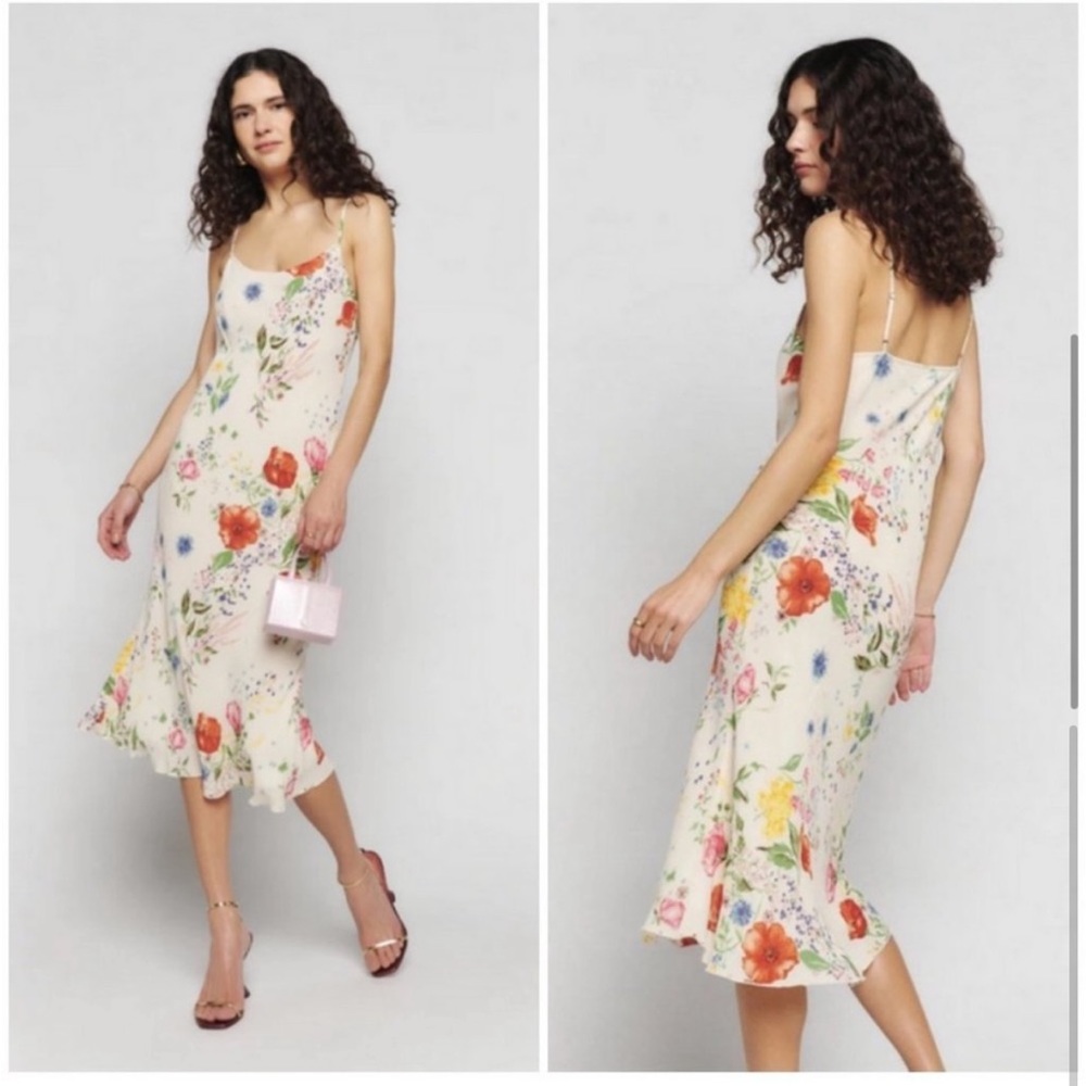Reformation Scoop Neck Floral Slip Dress